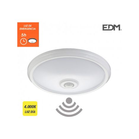 Plafonnier à Led Avec Détecteur Et éclairage De Secours Ip20 16w 30 Leds 4000k Daylight Edm