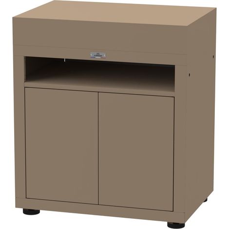 Le Marquier Mobile Piano di Lavoro con Ante 80 x 55 Cm H 92 Cm Taupe – Top Sabbia per Cucina Outdoor e Plancha
