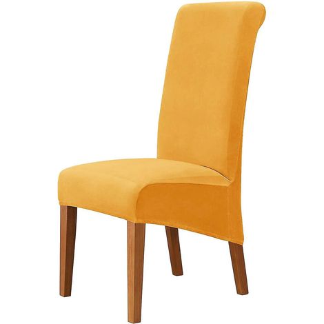 Housses de chaises pour salle à manger, housses extensibles et douces pour grandes chaises, lavables et amovibles, lot de 2, couleur or (1/4)