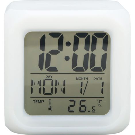 Réveil Numérique Réveil Cube Lumineux De Nuit LED avec Thermomètre D alarme De Date Table De Bureau électronique Petites Horloges (1/5)