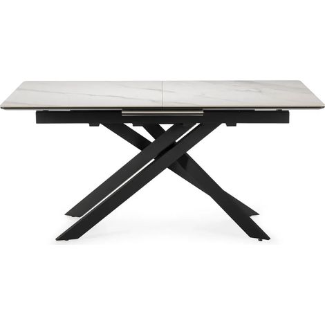 AVA - Table à manger rectangulaire extensible 160 à 200cm -en céramique - Blanc (1/5)