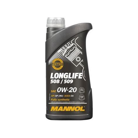 ACEITE DE MOTOR PARA AUTOMÓVILES MANNOL 0W20 LARGA DURACIÓN 508/509 1 LITRO (7722) (SINTÉTICO) (1/2)
