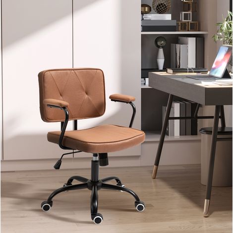 sedia seduta regolabile marrone imbottita girevole ruote OKMYHOME (1/4)