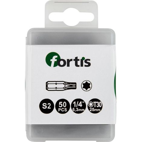 Bit zähhart 1/4" DIN3126 C6,3 T30x25mm 50er Pack FORTIS (1/5)