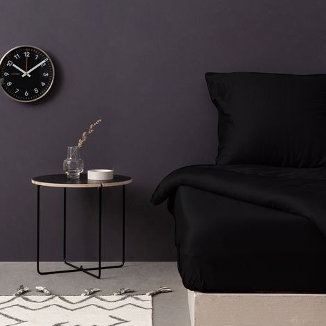 Satin King Fitted Sheet (ES) 160 x 200+30 cm 100% Algodón SATIN Negro 125 gr/m² (1/3)