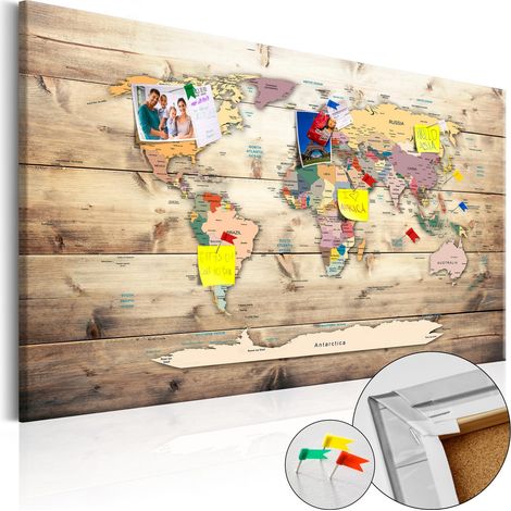 Tableau en liège World Map: Wooden Oceans - 120 x 80 cm (1/4)