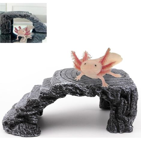 Axolotl-Höhlenverstecke für Aquarium & Terrarium, Unterschlupf für Welse, Krebse, Fische, Schildkröten, Kampffische, Geckos, Frösche, Harz-Aquariendekoration (1/5)