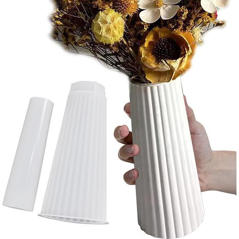 Moule en silicone rayé pour vase haut – Pour résine époxy, béton et plâtre – Décoration et rangement DIY (1/4)