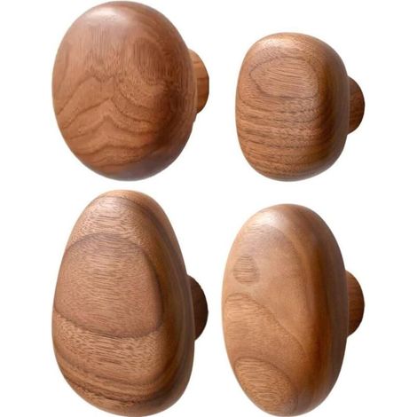 Crochets Muraux en Bois, 4 Pièces Patères en Bois, Crochets De Porte-Manteau Décoratifs Muraux, Cintre Mural en Bois Fait À Main pour Suspendre