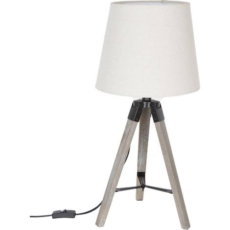 Lámpara trípode 'Runo' - madera y marfil A. 58 cm - Atmosphera créateur d'intérieur