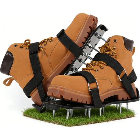 1 Paire Chaussures Aérateur de Pelouse avec Pointes Métal, Sandales d’Aération Sol Jardin, Sangles Réglables Antidérapantes, Outil Entretien Gazon (1/5)