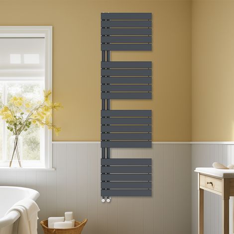 Designer Heated Towel Rail Radiator Modern Bathroom Flat Panel Warmer Rads 1800x500mm Anthracite