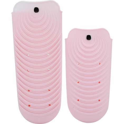 2 pièces Pochette en Silicone Résistante à la Chaleur, Protection pour Lisseur, Couverture Anti-Brûlure Rose (1/5)