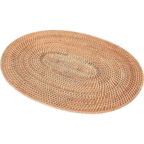 Sets de table ovales en rotin tressé antidérapants 30 x 40 cm (1/5)