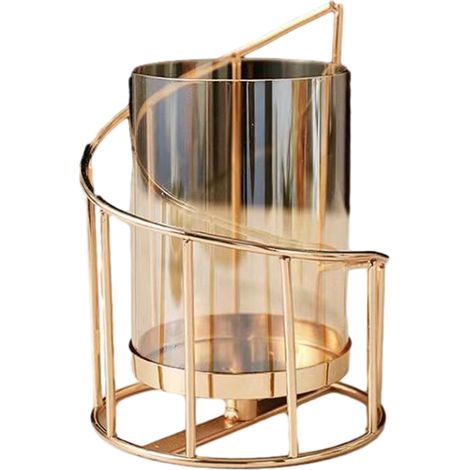 Support À Bougie En Fil Métallique - Abat-Jour En Verre Teinté - Pour Décoration De Table Intérieure - Lot De 1 (1/5)