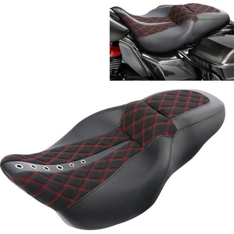 Sella biposto per Harley Davidson Touring 08-25 SD4 nero rosso