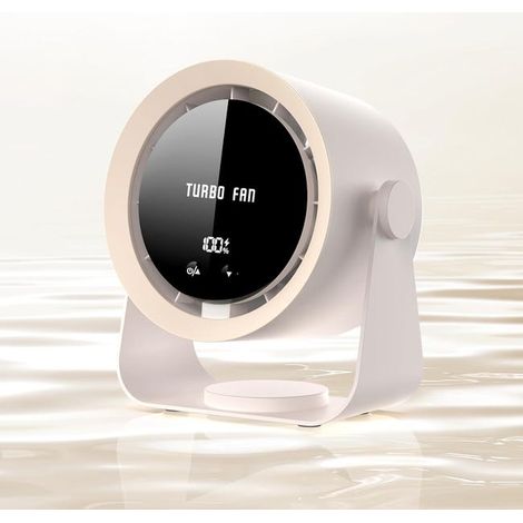 Ventilateur de Bureau USB Rechargeable, 5 Vitesses Ultra-Silencieux, Design Compact et Pratique, Inclinaison 90° (1/5)