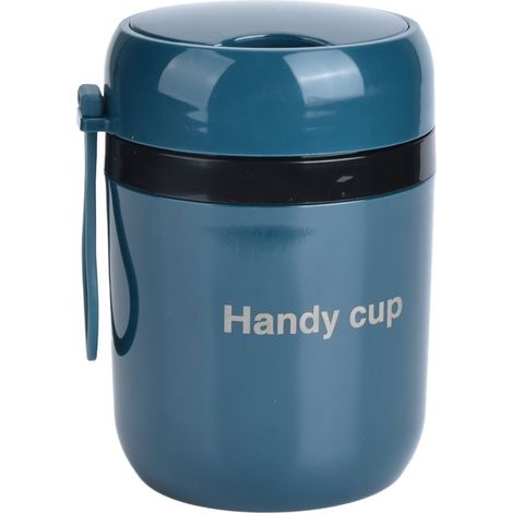Conteneur isotherme 500ml anti-brûlure avec cuillère pliable pour bureau et école, jaune et bleu (1/5)