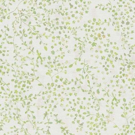 Papel pintado floral Profhome 397472 papel pintado vinílico estampado en caliente tejido non tejido ligeramente texturado con ornamentos florales mate verde blanco blanco crema 5,33 m2