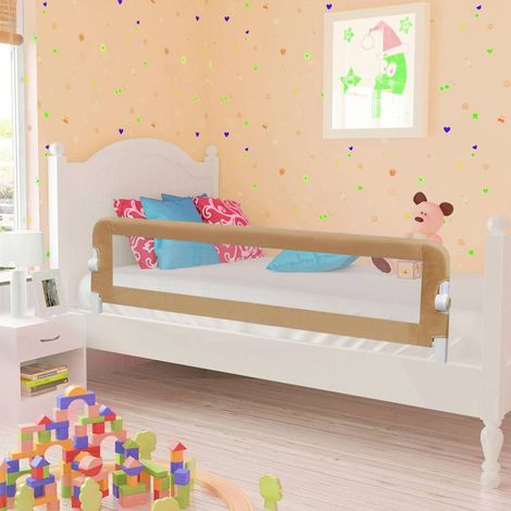 Barrière de lit enfant rabattable en polyester taupe 150 x 40,5 x 42 cm - PANGIVO (1/5)