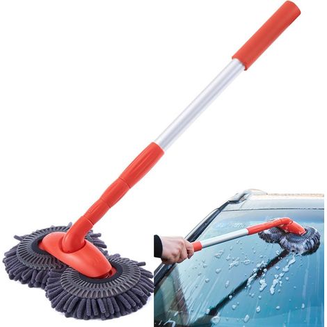 Brosse de nettoyage pour véhicule récréatif – Brosse de nettoyage de roue de voiture, brosse de lavage de voiture à double tête sans rayures, brosse de lavage de voiture en microfibre avec long (1/5)