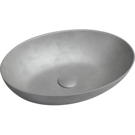 Vasque à poser FORMIGO en béton, 60x40cm, argent mat (1/4)