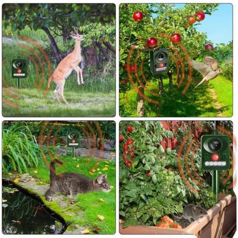 Répulsif Chat Ultrason Solaire Répulsif Chat Exterieur pour Repousser Animaux Nuisibles Protecteur de Jardin (1/4)