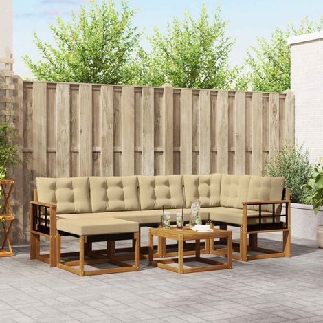 vidaXL Outdoor-Sofagarnitur mit Kissen 7 pcs Natur und Beige (1/5)
