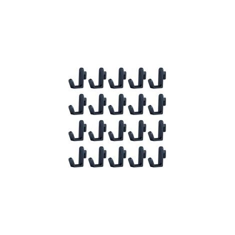 Lot de 20 crochets en forme de J en plastique pour ranger et organiser les accessoires d'outils (Noir) (1/5)