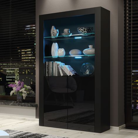Spectrum Display Cabinet - Black with Gloss Doors & LED - 170cm (1/5)