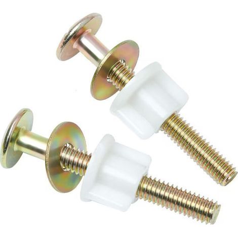 Confezione da 2 viti di fissaggio per sedile WC, bulloni in acciaio con rondelle metalliche, fissaggio resistente (1/5)
