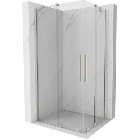Mexen Velar Duo Duschkabine Schiebetür 90 x 80 cm, transparent, gebürstetes Nickel - 871-090-080-02- (1/5)