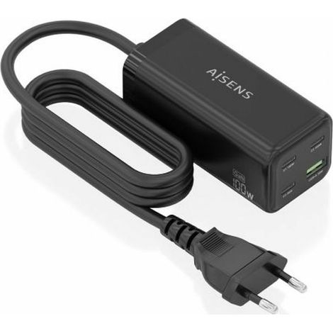 Caricabatterie Senza Fili Aisens ASCH-100W4P054-BK Nero 100 W (1/4)