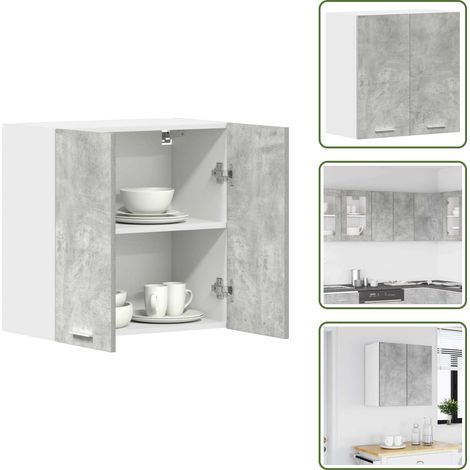 The Living Store Pensile da Cucina Grigio Cemento 60x31x60 cm Legno Multistrato - Credenza da parete