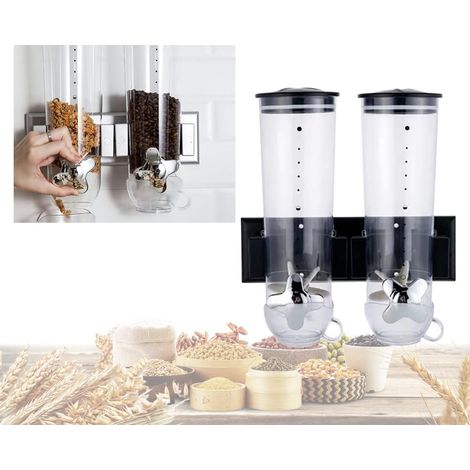2 paquetes de dispensadores de alimentos secos, dispensador mural de doble control para la conservación de alimentos, dispensador para café en grano, dulces, avena y arroz, dispensador de cereales, ne