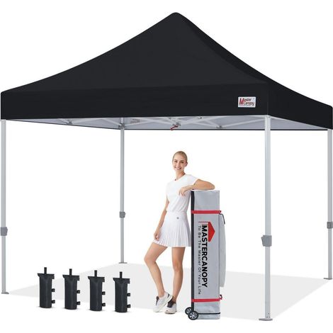 Faltpavillon 3x3m Schwarz, Heavy-Duty Pop-up Zelt für Events & Märkte (1/5)