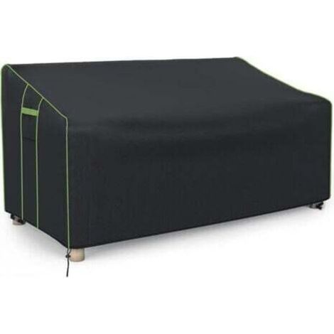 Housse de canapé double, tissu Oxford imperméable enduit d'argent pour extérieur, housse de protection pour meubles d'extérieur anti-poussière et anti-soleil (noir, 137 x 94 x 69/89 cm) (1/4)