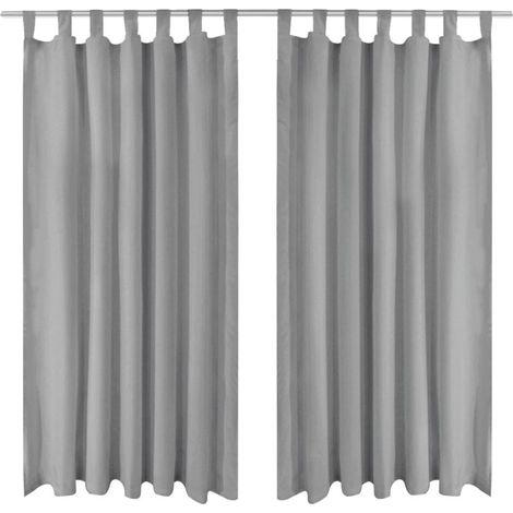 Rideau occultant avec boucles 2 pcs 140 x 225 cm Gris vidaXL (1/4)