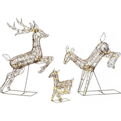 Lot de 3 Rennes Lumineux Noël Extérieur 120 cm, Cerf Lumineux Noël avec 200 LED Blanc Chaud, 8 Modes et Minuterie (1/5)