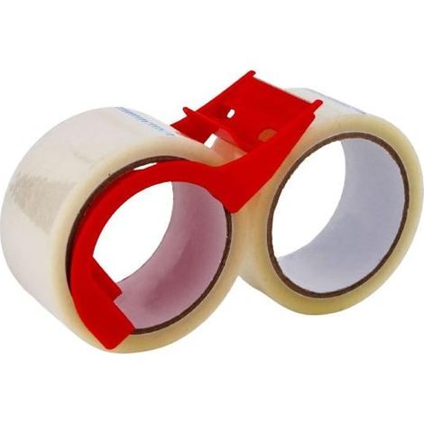 TrendLine Packband-Set transparent 48 mm x 50 m 2 Stück mit Abroller Packband