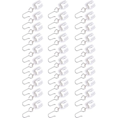 Ensemble de roulettes pour rail de rideaux avec crochets en S en acier inoxydable pour rideaux de séparation de pièce et fixation au plafond (1/5)
