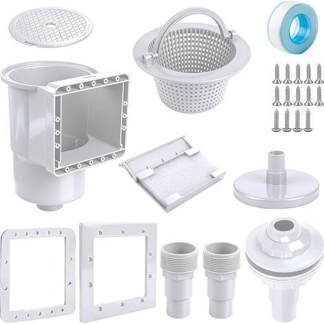 8-teiliges Skimmer-Set, Filterkorb, Saugdüse, 32/38-mm-Schlauchverbinder, Aufstellpool aus Stahl (1/5)
