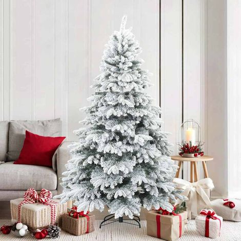 Künstlicher Scharnier-Weihnachtsbaum schneebedeckt Weiß 180 cm