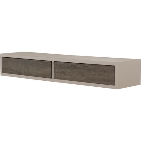 Mensola da Parete con 2 Cassetti 88,2x13,4x20 cm in Fibra di Legno Domino Marrone e Noce (1/5)