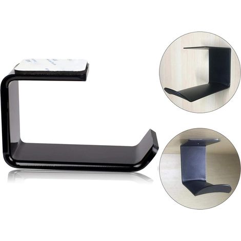 Headphone Holder, Universal Headphone Stand, Self-Adhesive Wall Hanging Earphone Stand, Headphone Holder with Strong Adhesive Tape, for Headphones and Black