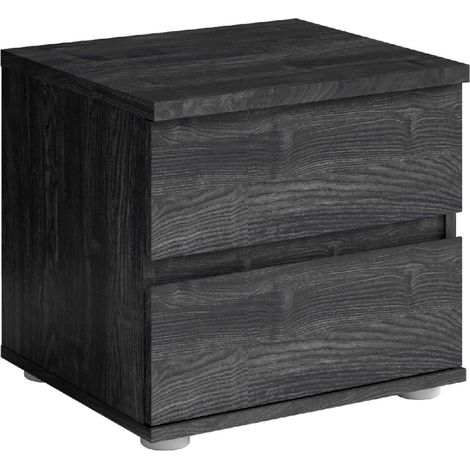 Set di 2 comodini VELTIS – 2 cassetti – L46 x A43 cm – Colore frassino nero