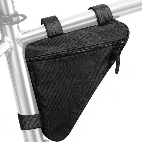 Borsa da telaio per bicicletta, borsa per mountain bike e bici da strada, borsa da telaio triangolare leggera (piccola, nera) (1/4)