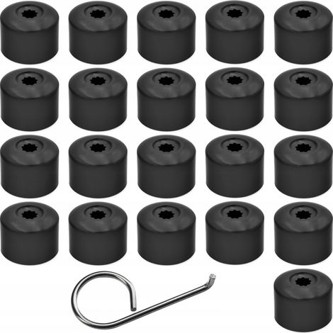 21xCAPs Kappen für VW-Felgenschrauben 17 mm + Haken