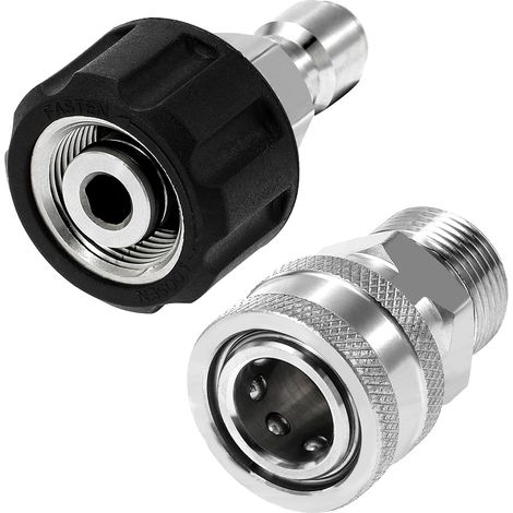Tool Daily High Pressure Adapters, M22 14mm to 3/8" Quick Coupling  M22 14mm to Metric M22 Fitting Quick Fitting Kit, Stainless Steel, 350 Bar (5000 PSI) (1/5)