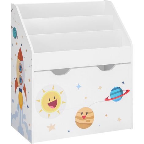 Estantería para juguetes de 3 compartimentos biblioteca infantil caja de juguetes móvil con ruedas multiusos para habitación infantil y sala de juegos blanco 120002279 (1/2)